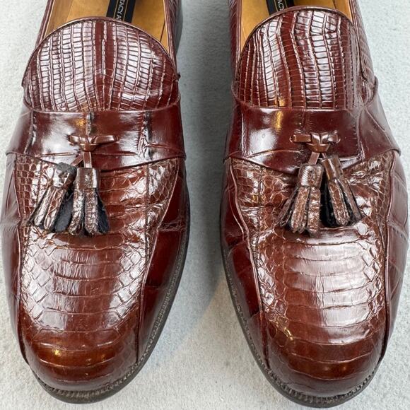 Stacy Adams Y2K Alberto Genuine Snake Skin Tassel Loafers Cognac Mens 12M main image 6